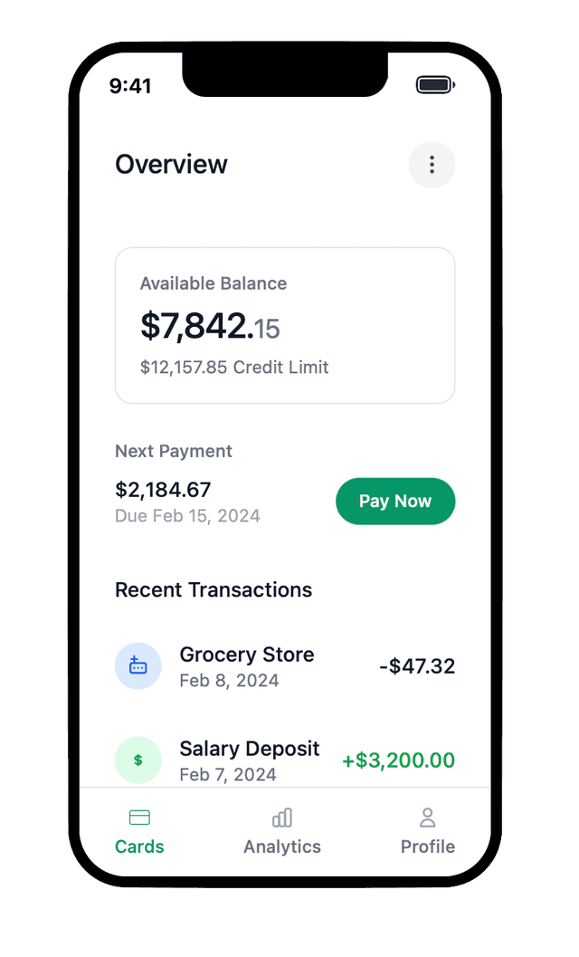 iOS Banking App - Overview Screen